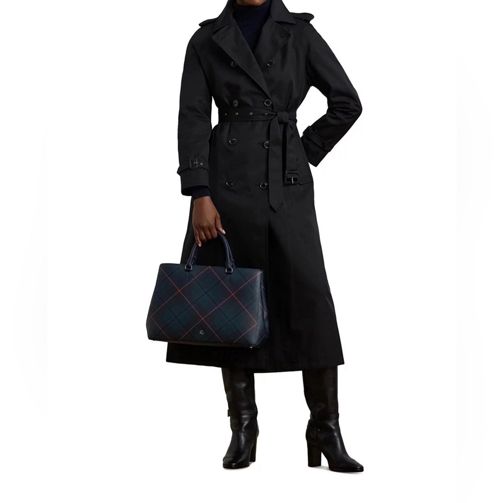 Ralph Lauren Tartan Plaid Tote in Green and Blue - Picture 4 of 13